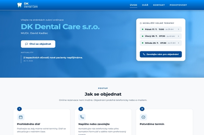 DK Dental Care – webové stránky